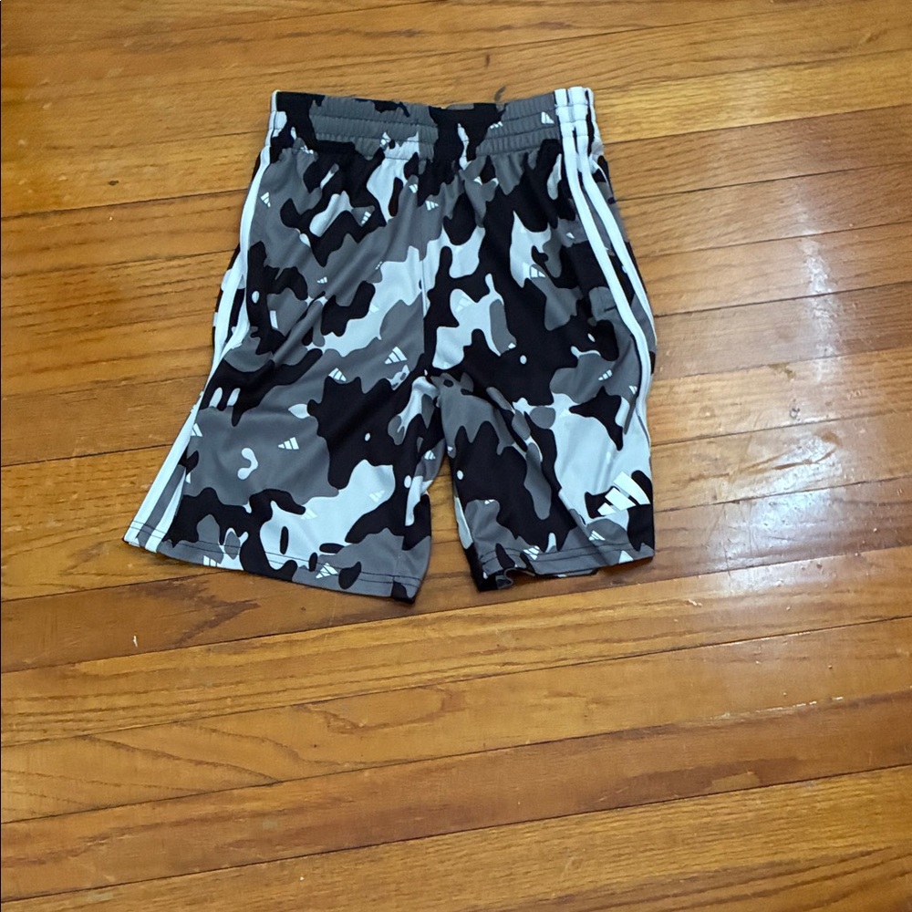 adidas Kids Black and Gray Camouflage Shorts
